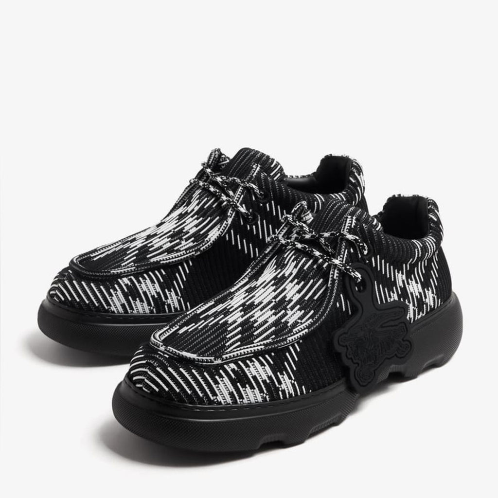 Burberry Creeper Check Woven Lace Up Boots Black Made in Italy, NWT, EU Size 44