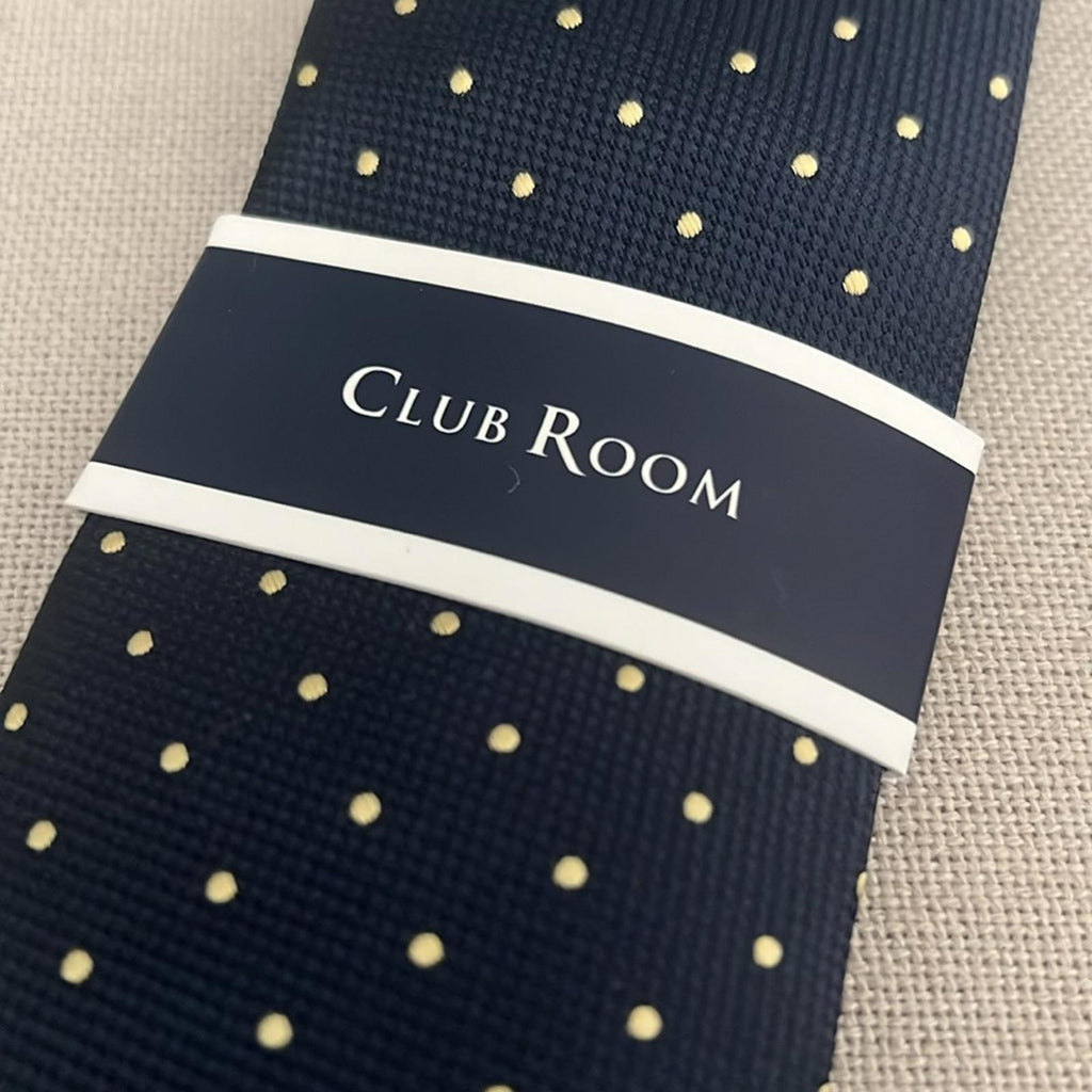 Club Room Graslin Dot Neck Tie in Navy Yellow, New with Tag
