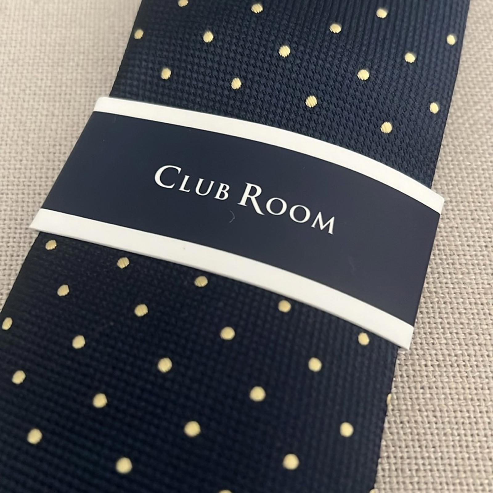 Club Room Graslin Dot Neck Tie in Navy Yellow, New with Tag