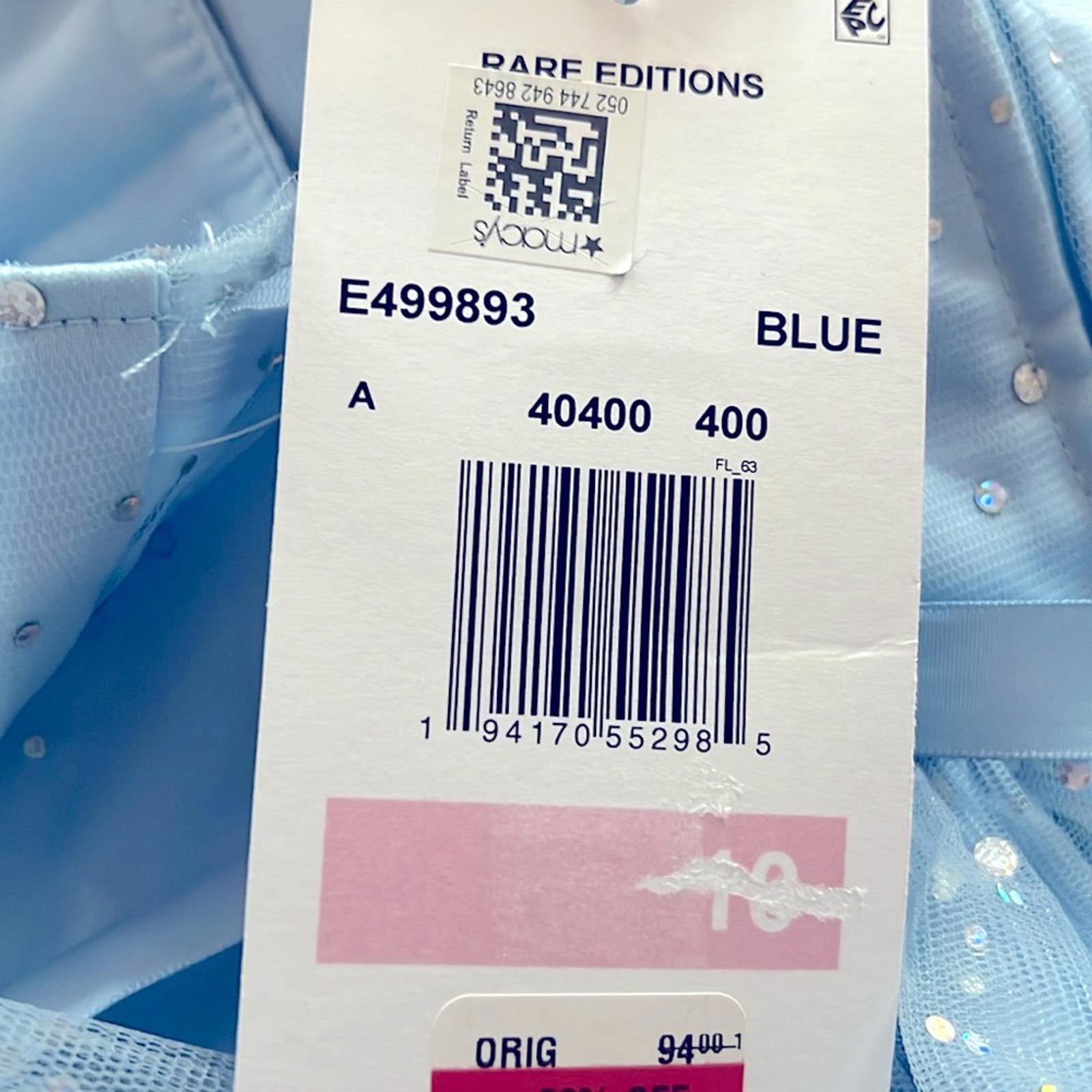 Rare Editions Sweetheart Bodice to Tiered Skirt Dress in Blue Size 10 New w/Tag