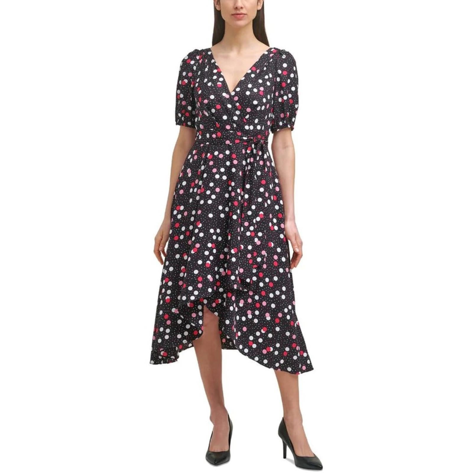 Karl Lagerfeld Paris Jacquard Wrap Midi Dress w/Asymmetric Hem Size 16 New w/Tag