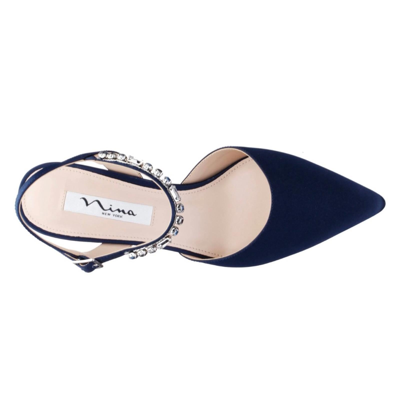 NEW Nina Tucker Crystal Dress Pump, New Navy Luster Satin Size 10M (New in Box)