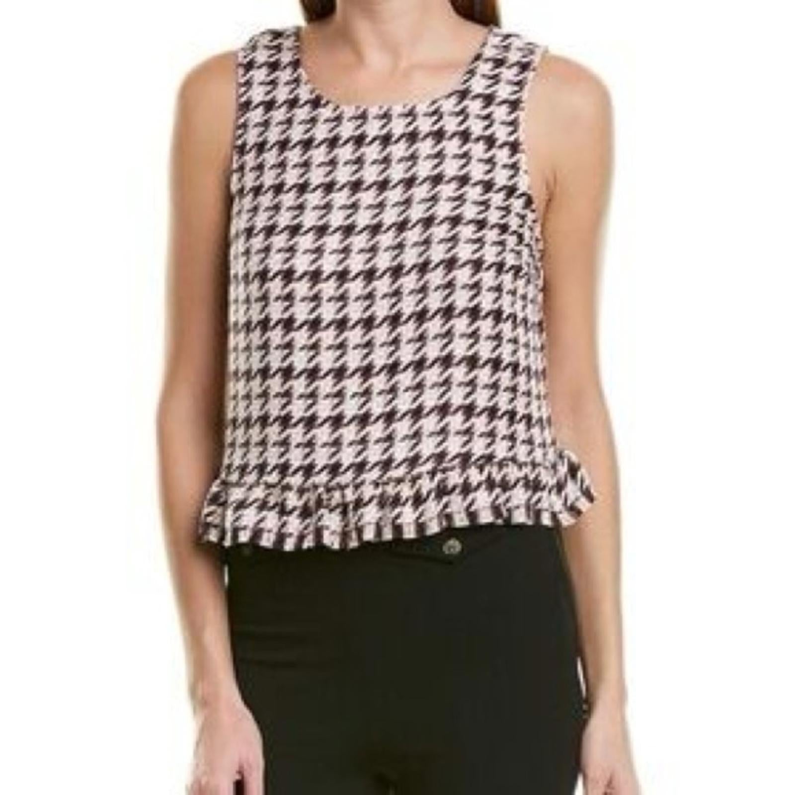 BCBGeneration Ruffle Hem Sleeveless Woven Top in Pink Red, Size XL