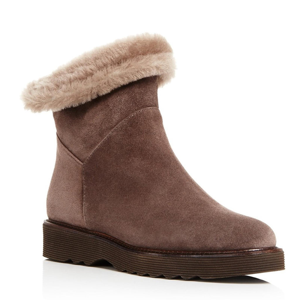 Aquatalia Kimberly Weatherproof Suede & Shearling Booties, Size 12 Made in Italy