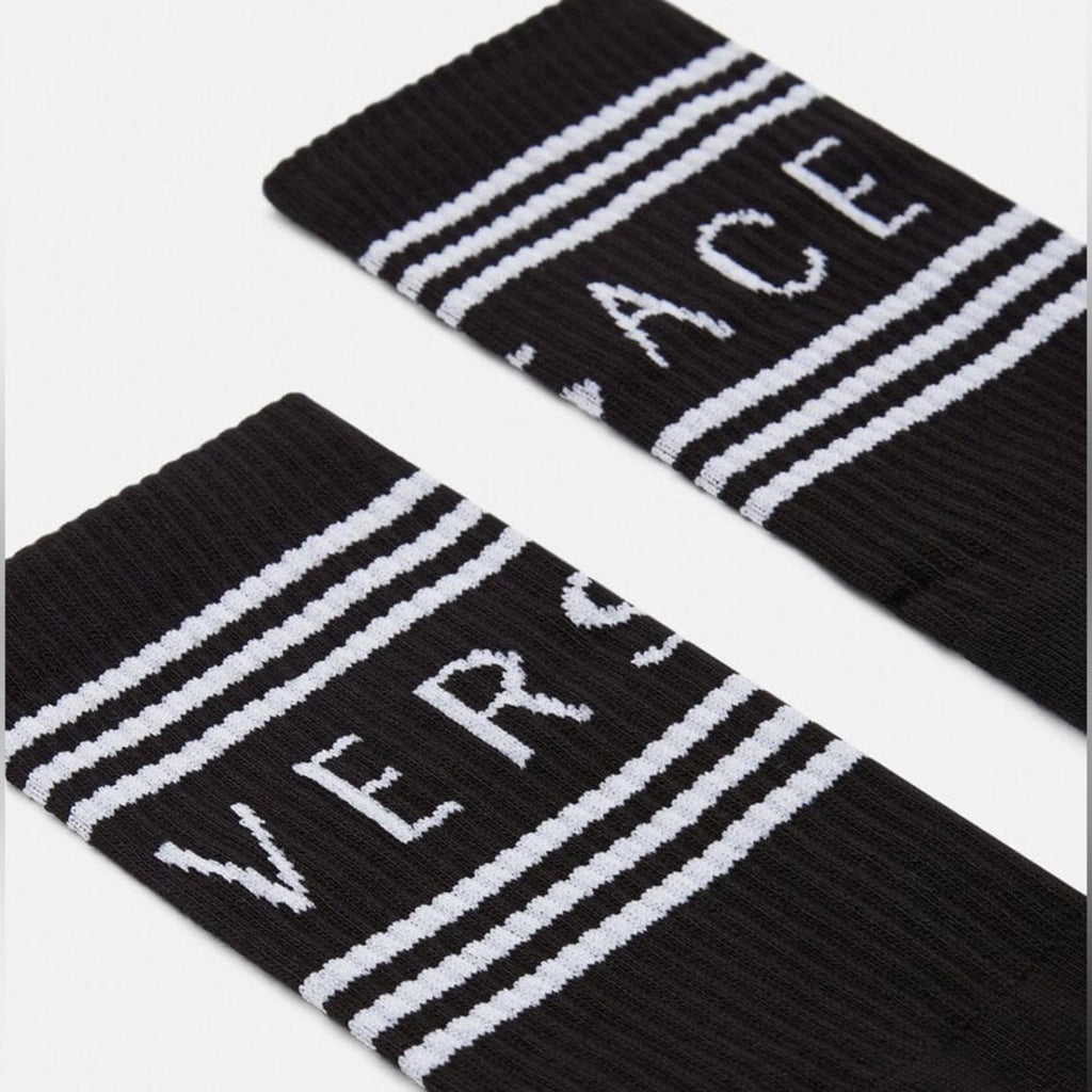 Versace Logo Socks in Black & White, Size S New w/Tag