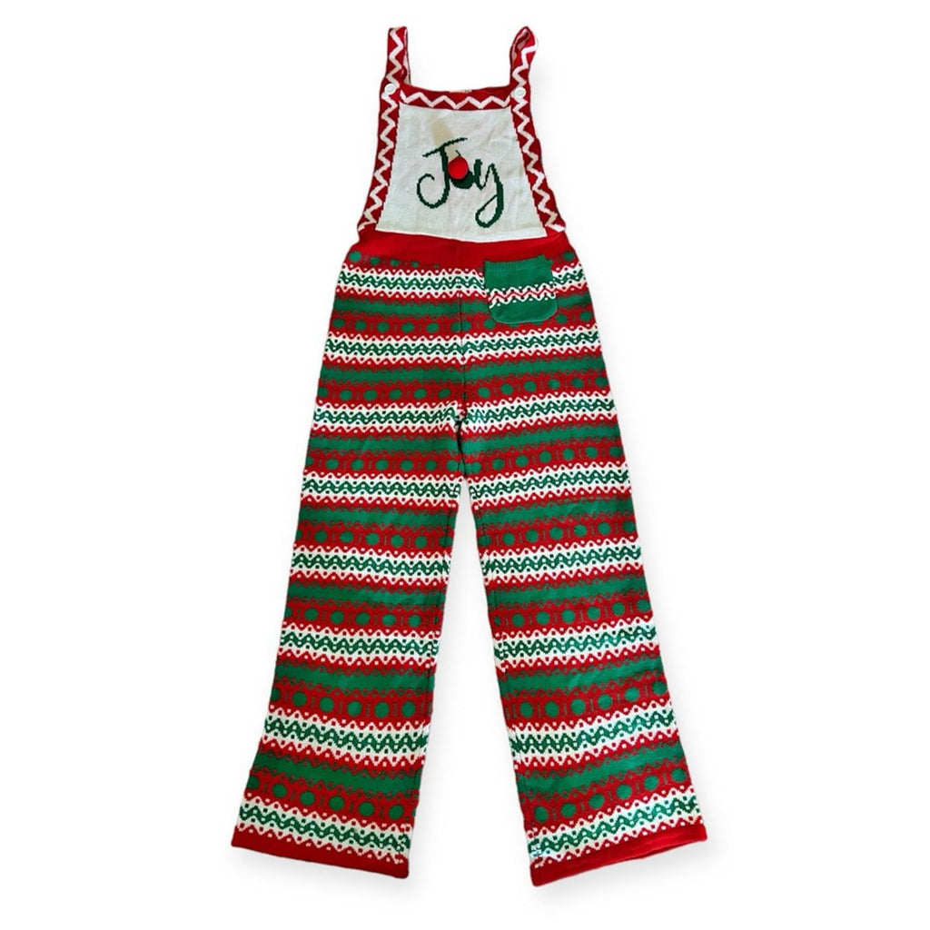 Eyeshadow JOY Christmas Knit Straight-Leg Overalls Holiday Jumpsuit Size L NWT