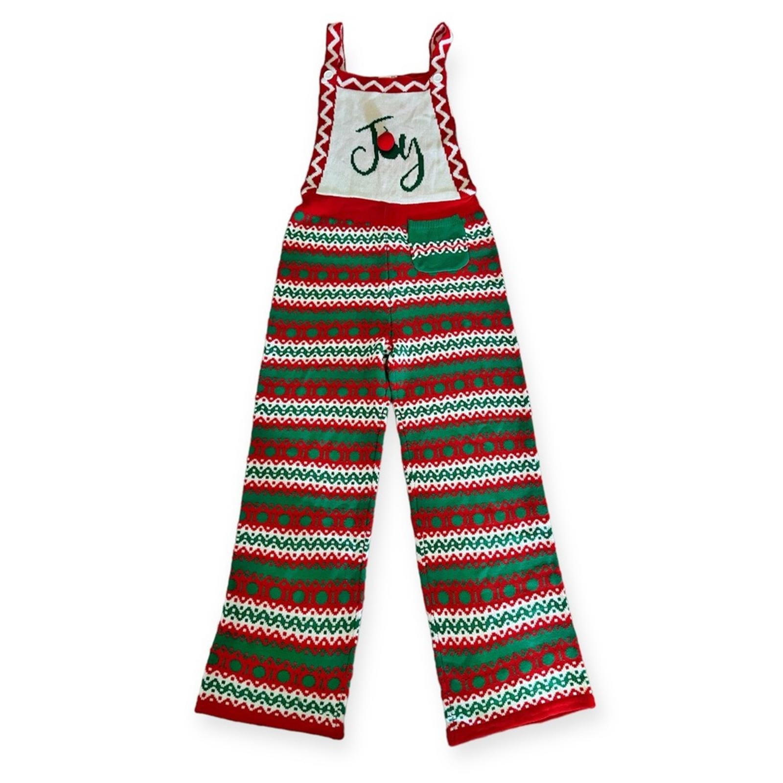 Eyeshadow JOY Christmas Knit Straight-Leg Overalls Holiday Jumpsuit Size L NWT