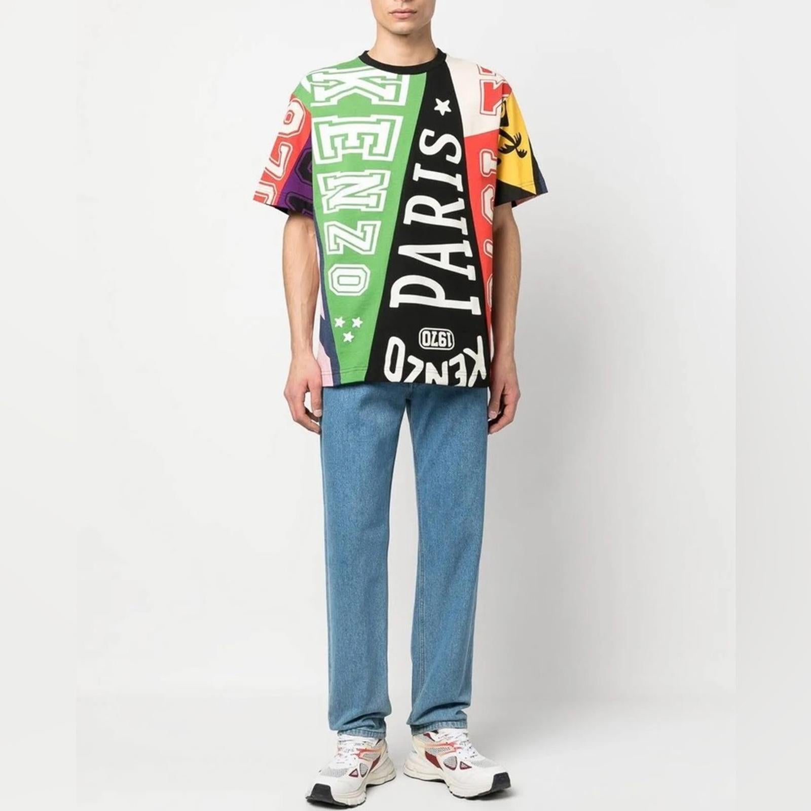 KENZO Flag Print Oversize Cotton T-Shirt, Size S New w/Tag Retail $475