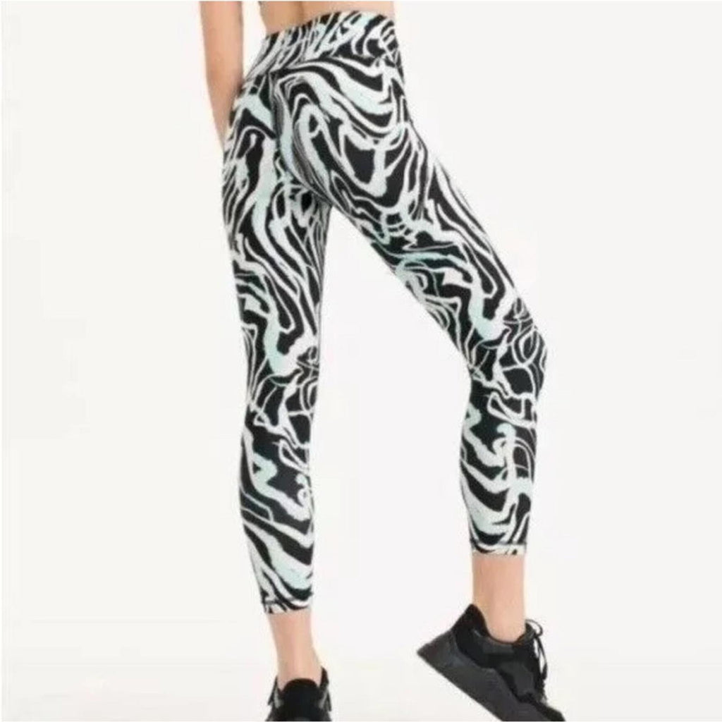 DKNY Marble Print 7/8 Leggings in Black/Green Size XS NEW w/Tag