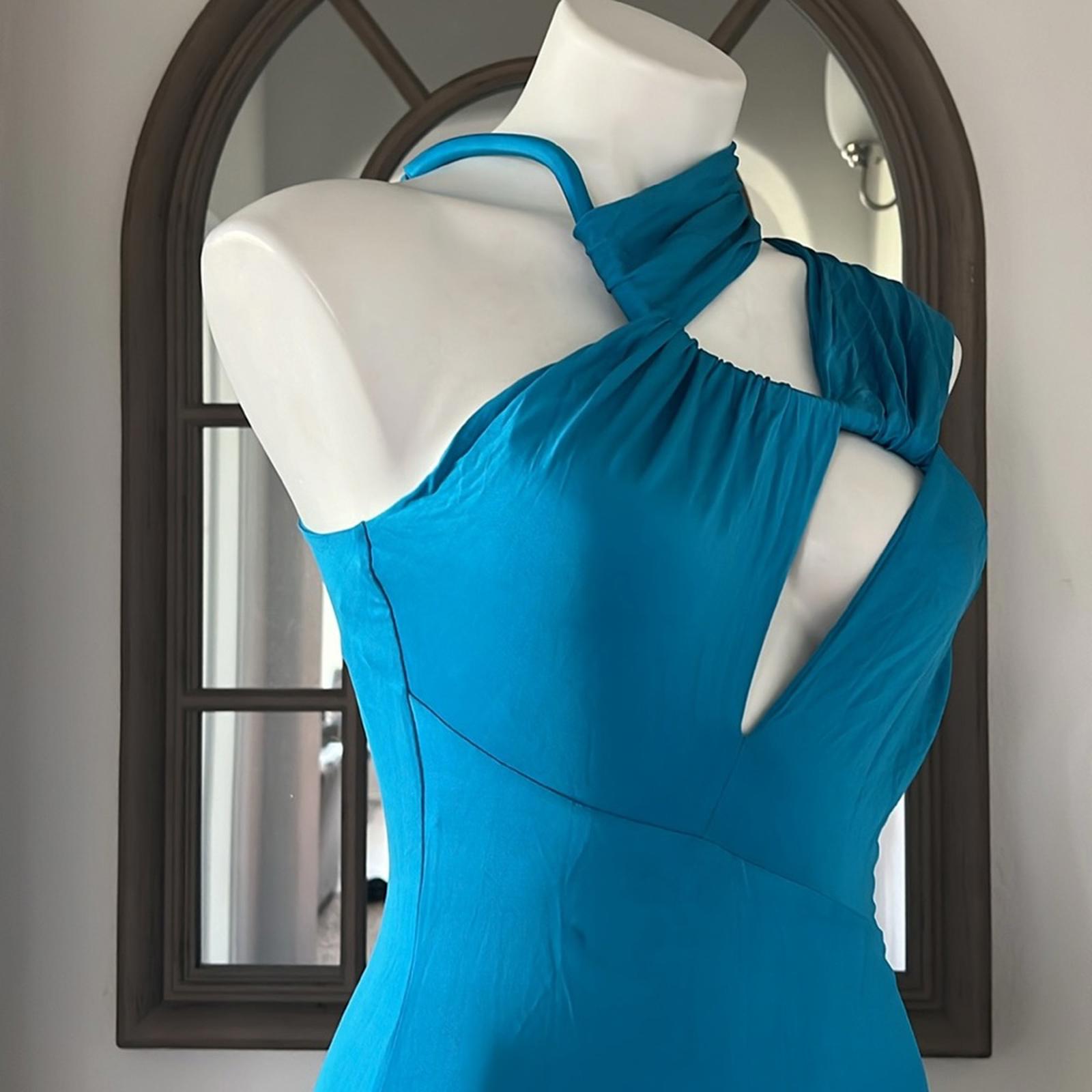 Et Ochs x Revolve June Cutout Ruched Gown in Cyan Blue Size 6 New w/Tag $1,695