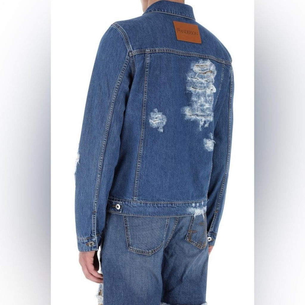 J.W. Anderson Distressed Denim Jacket in Light Blue, Size L New w/Tag 1,050