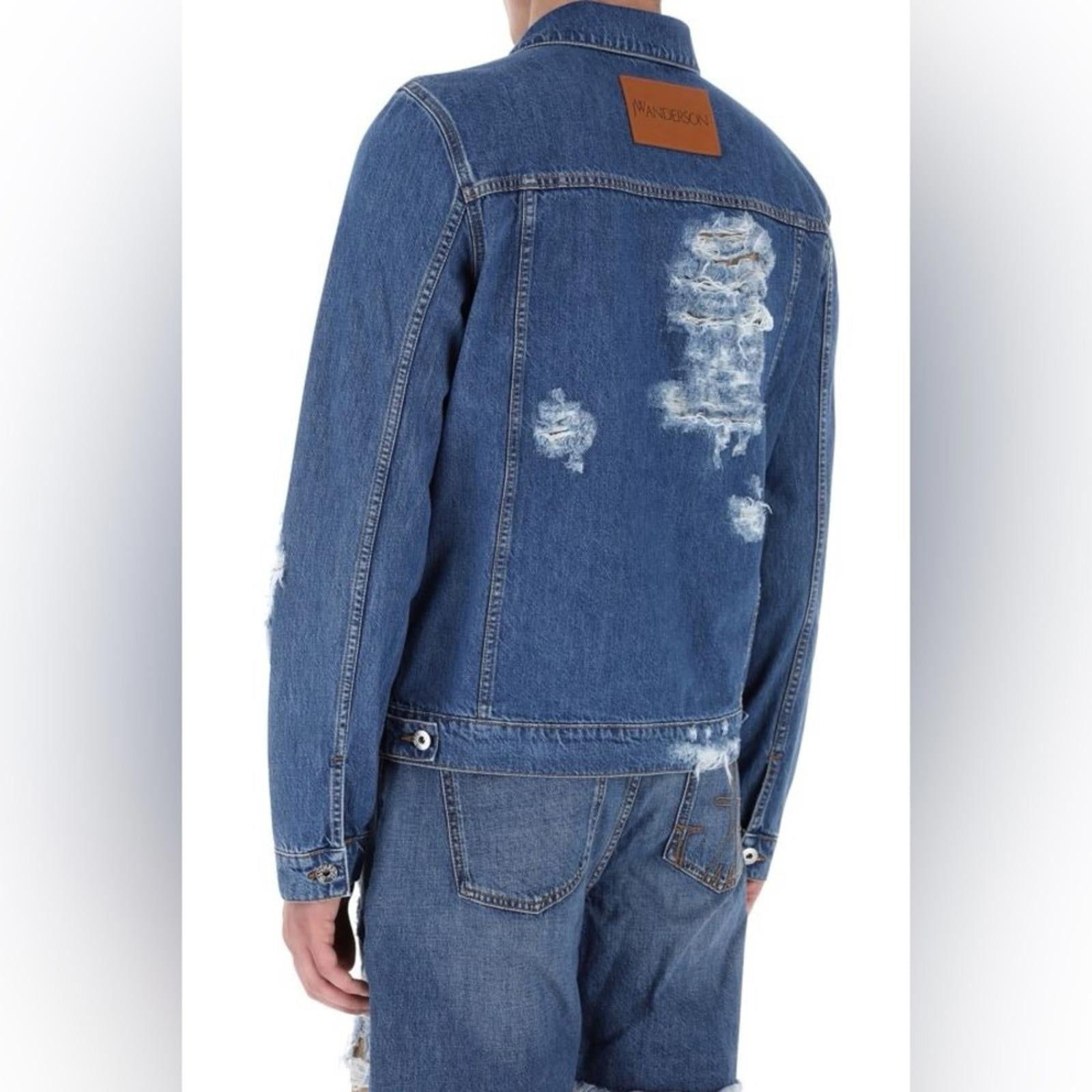 J.W. Anderson Distressed Denim Jacket in Light Blue, Size L New w/Tag 1,050
