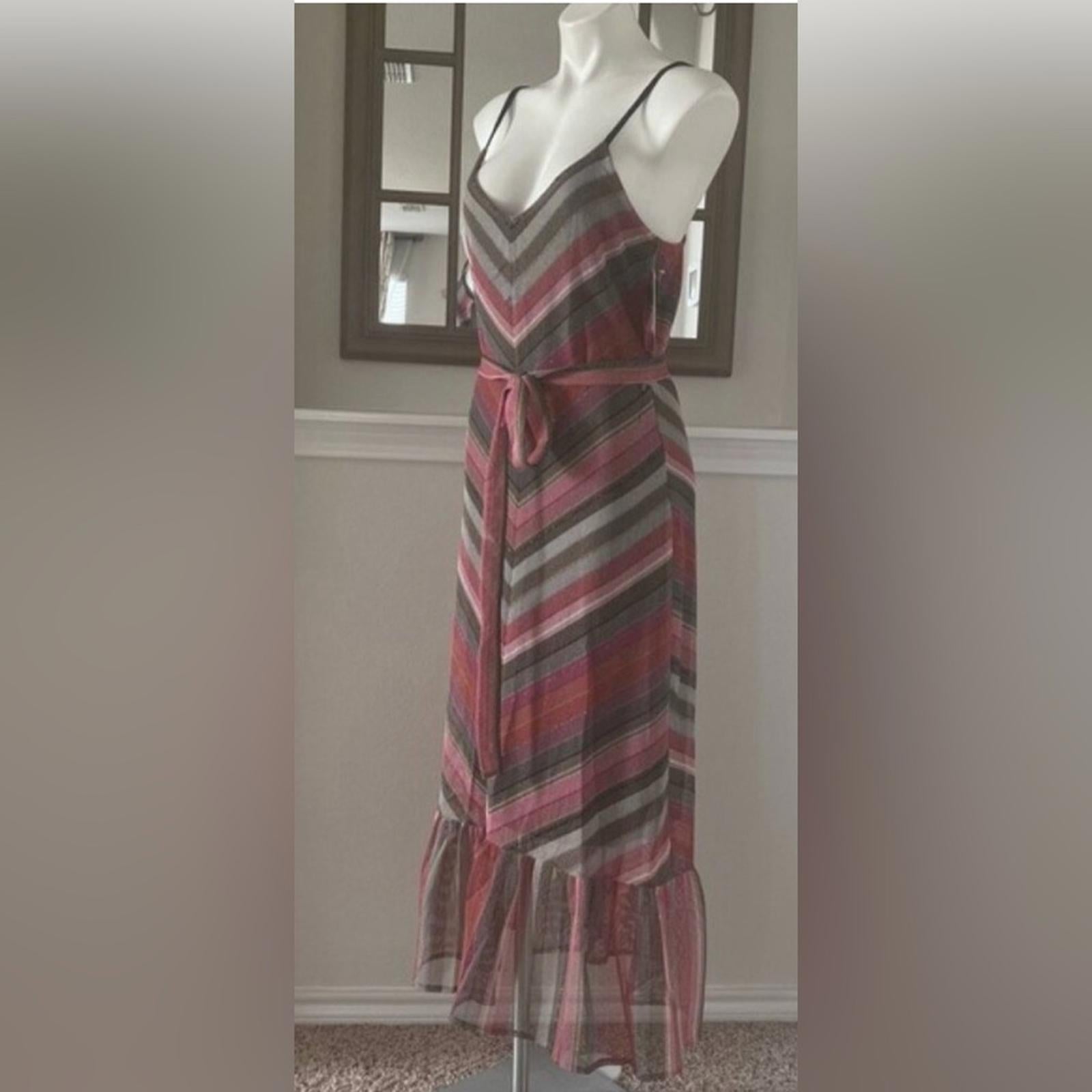 Rachel Roy Finn Metallic Striped Maxi Dress in Pink Grey Mesh Size XL NEW $139