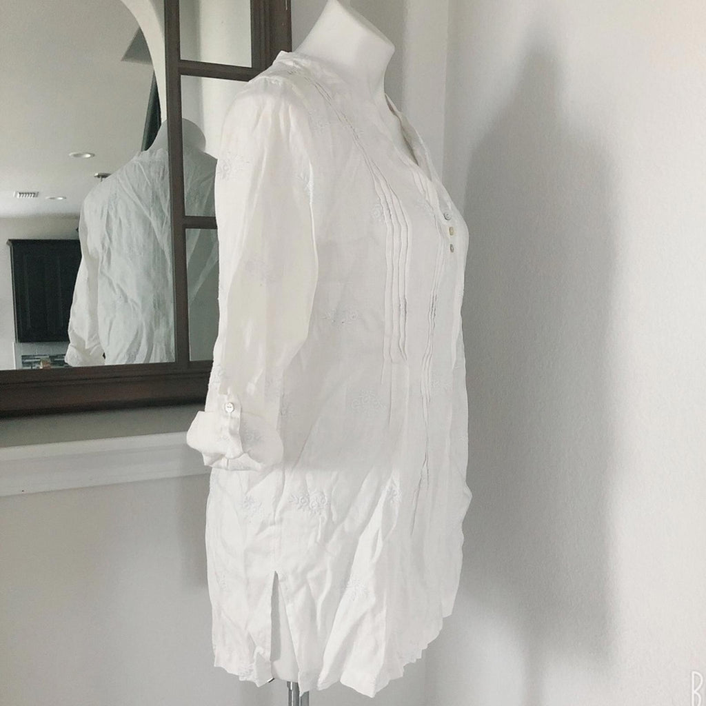 Anthropologie’s Cynthia Rowley Linen Shirt Tunic in White, Size L