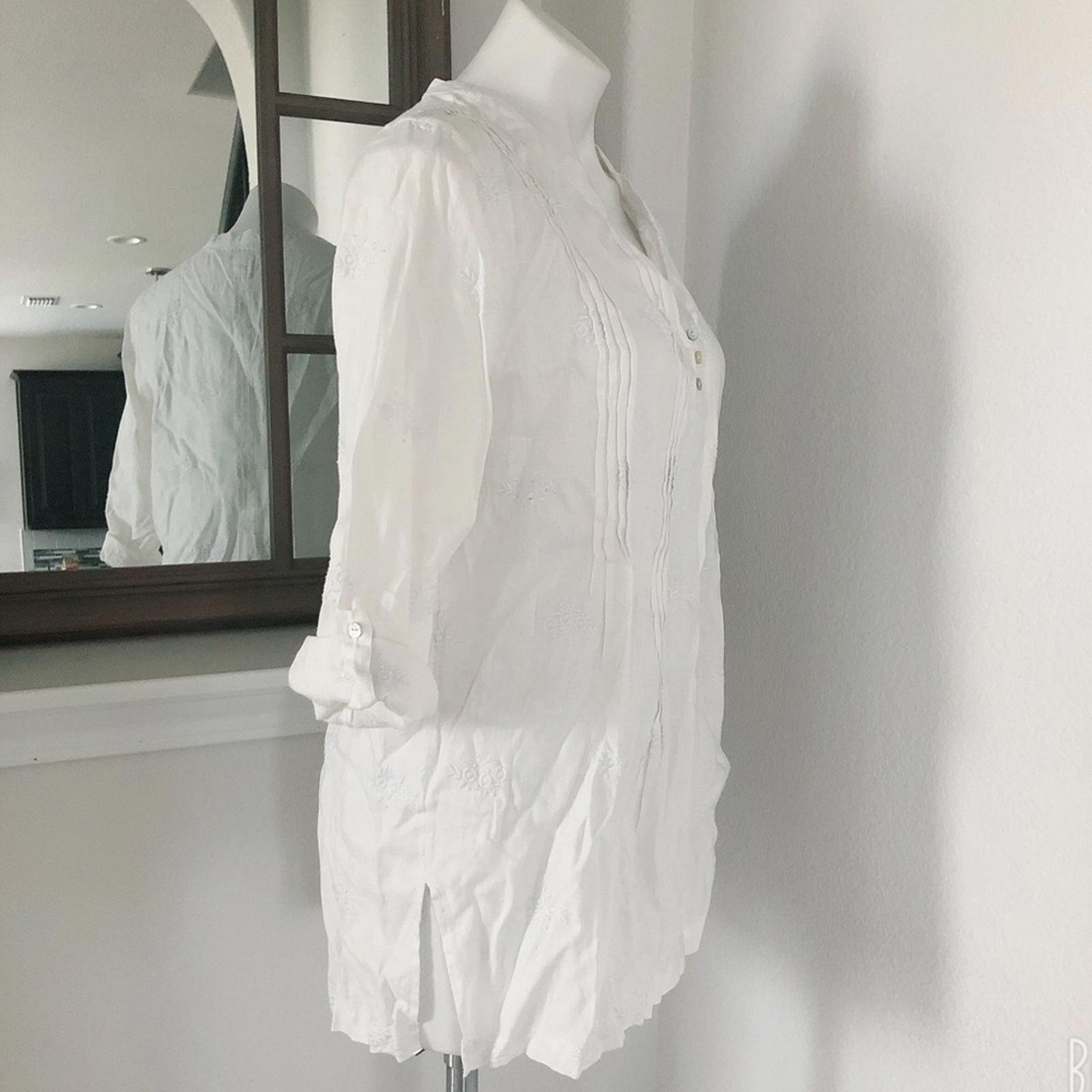 Anthropologie’s Cynthia Rowley Linen Shirt Tunic in White, Size L