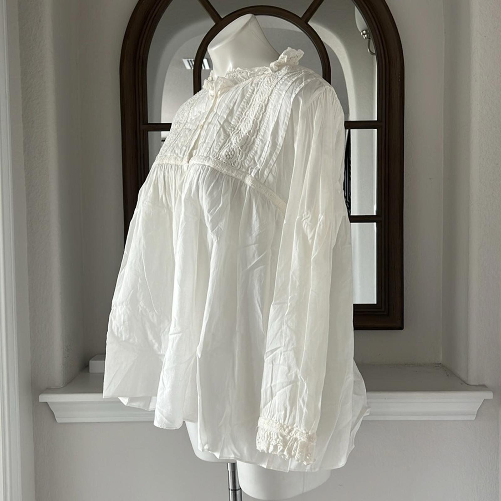 NILI LOTAN Sarah Shirt x Revolve in Ivory, Size L EXCELLENT! Retail $350