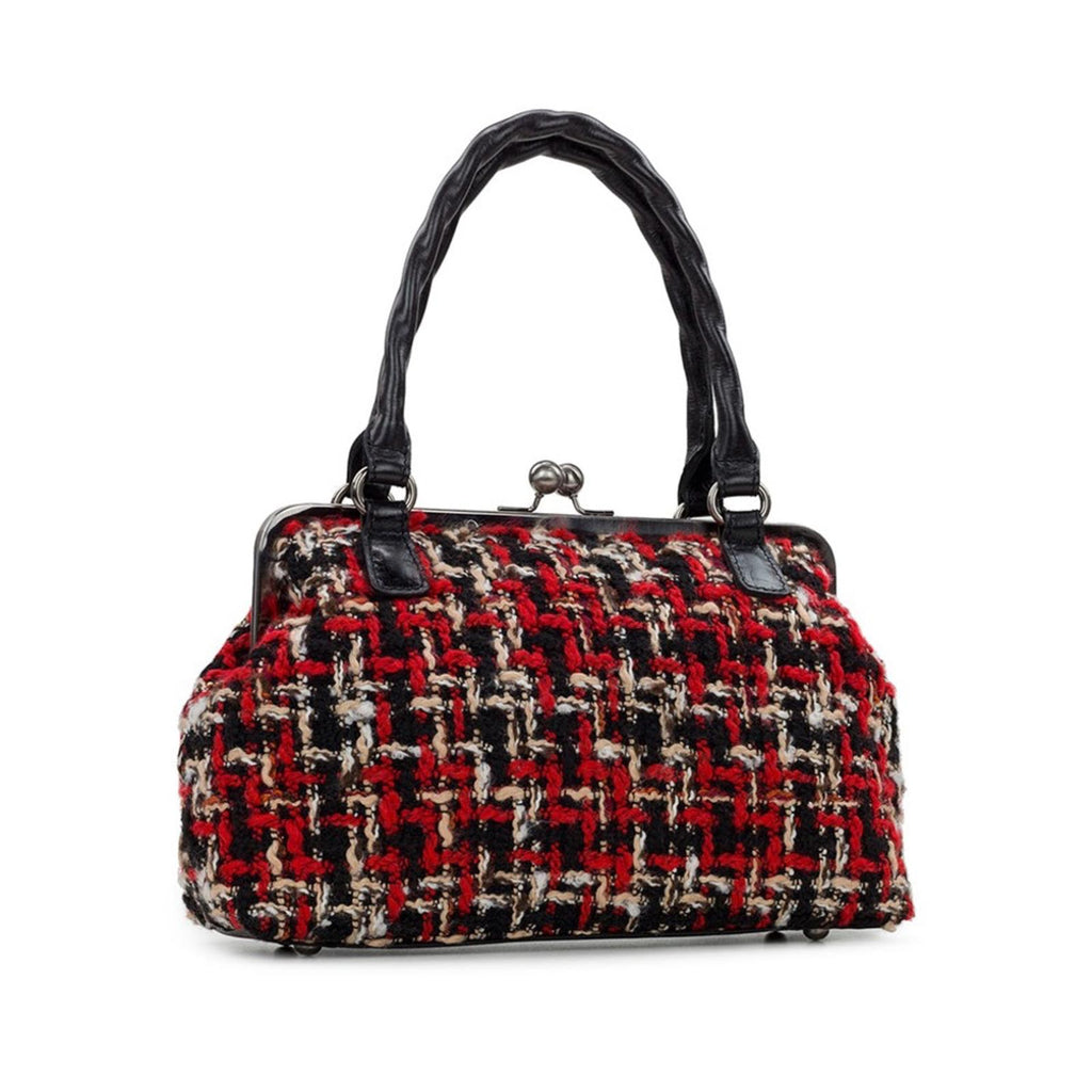 Patricia Nash Rora Frame Satchel, Tweed, Red Black New w/DustBag $229 (SOLD OUT)