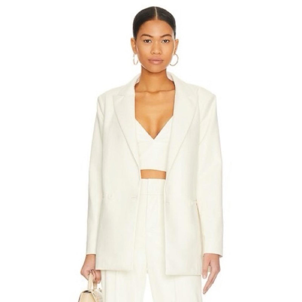 Alice+Olivia Warm One-Button Faux Leather Blazer, Size 4 New w/Tag $495 SOLD OUT