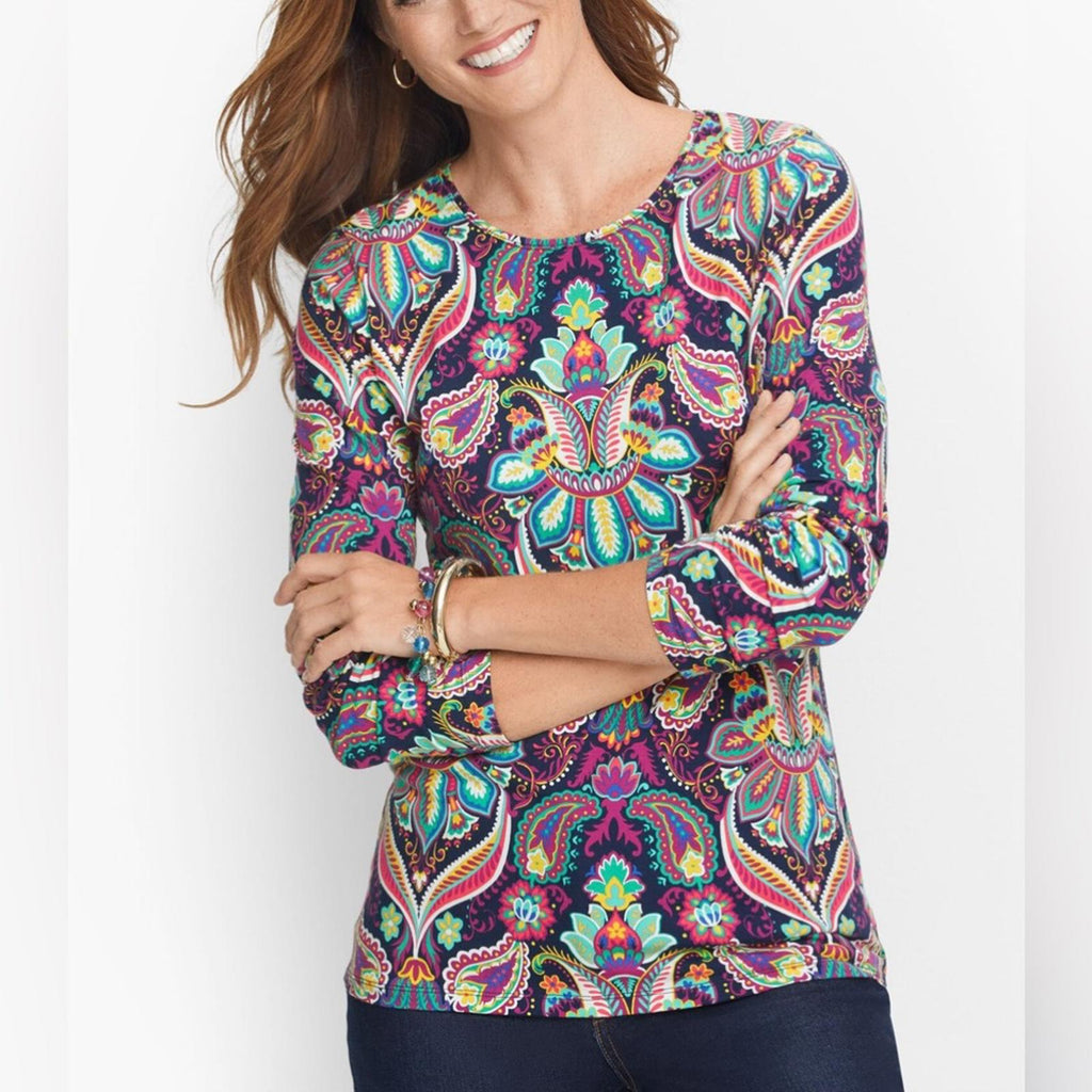 NEW The Talbots Tee Crewneck Tee in Winter Medallion Size S EXCELLENT