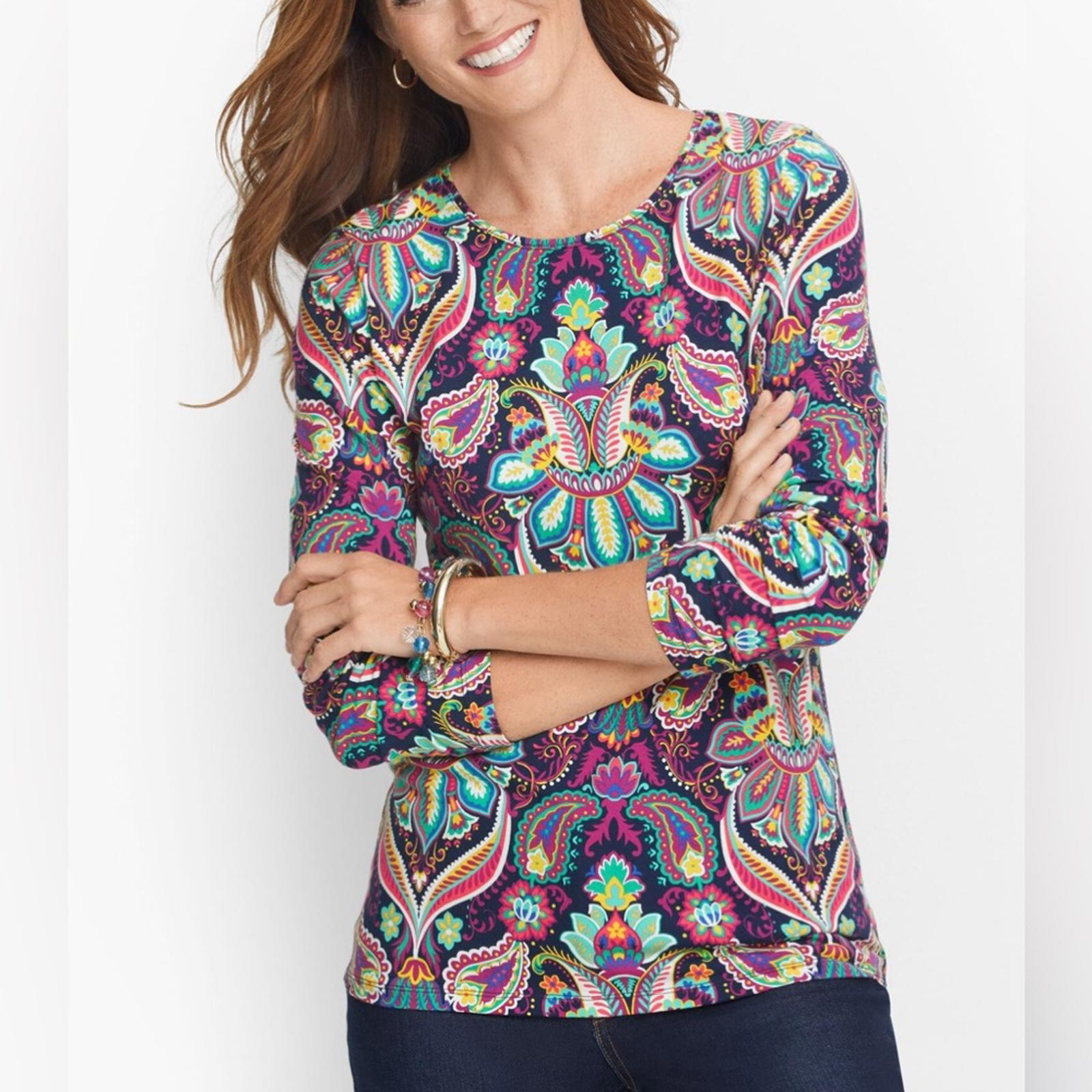 NEW The Talbots Tee Crewneck Tee in Winter Medallion Size S EXCELLENT