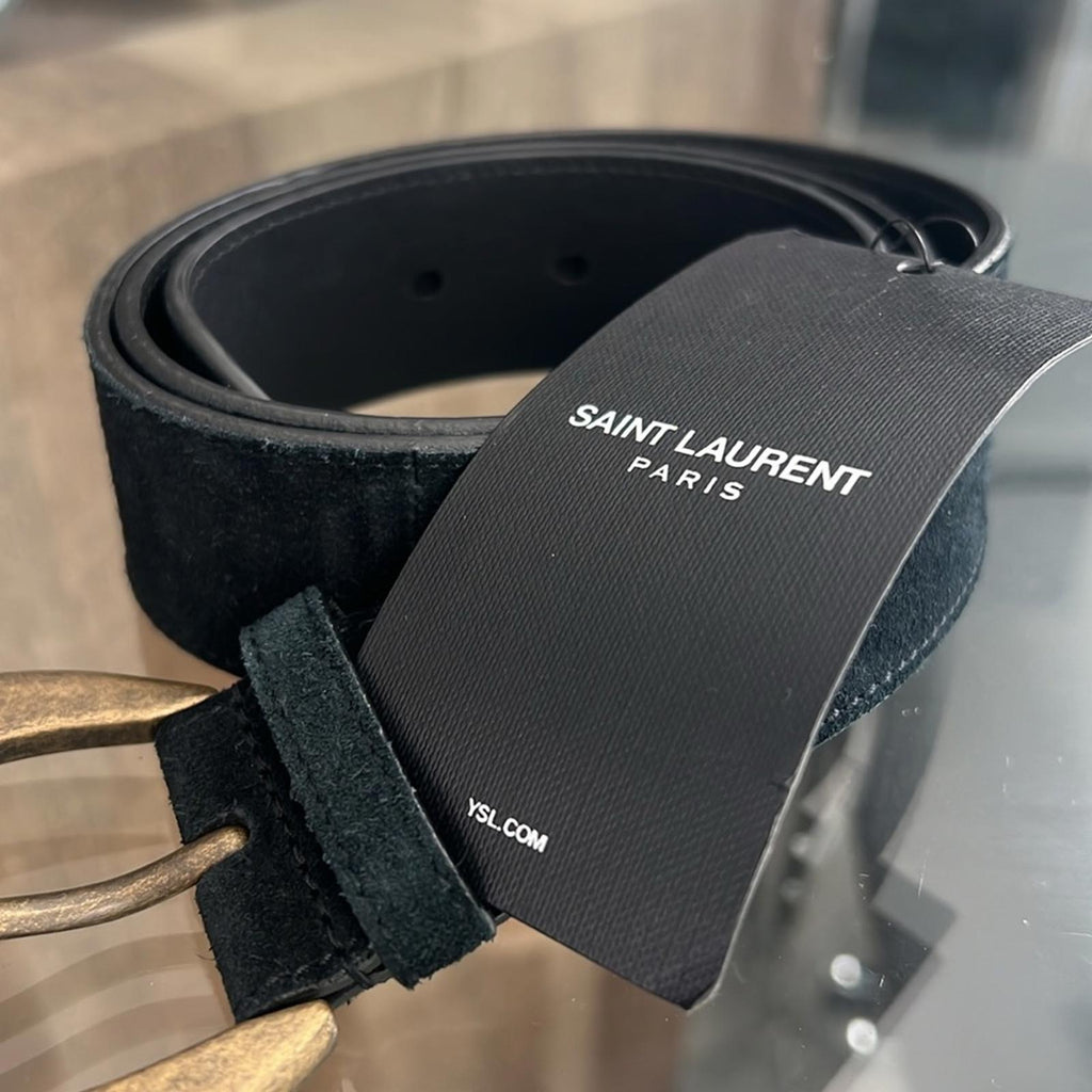 Saint Laurent Authentic Leather Black Belt EGC.609034.85.1119 Size 85” New w/Tag