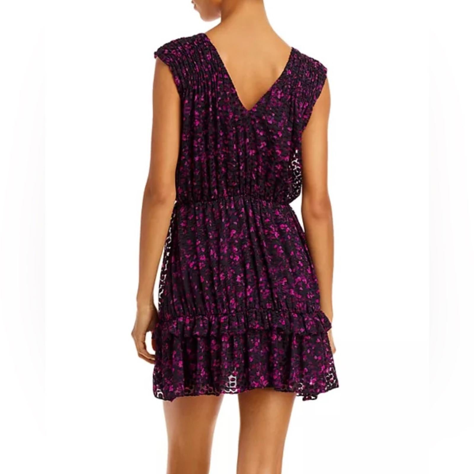 Ramy Brook Romina Printed Mini Cocktail Dress in Plum/Black, Size 6 NWT $495