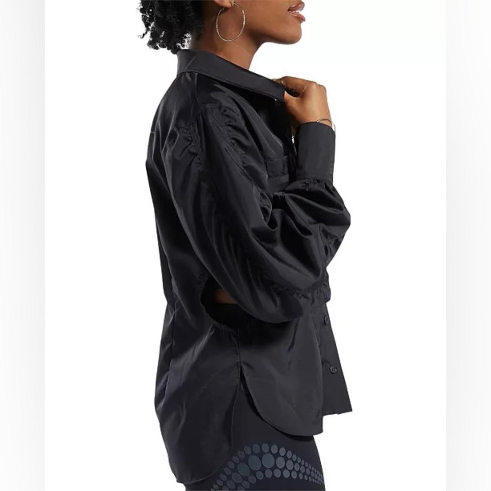 Reebok x Cardi B. Ruched-Sleeve Active Shirt in Black, Plus Size 2X New w/Tag