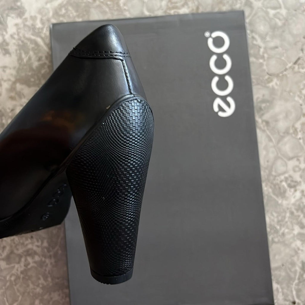 Ecco Sculptured 75 Black Leather Pump Heels, Size EU 41 | US 10-10.5 New in Box