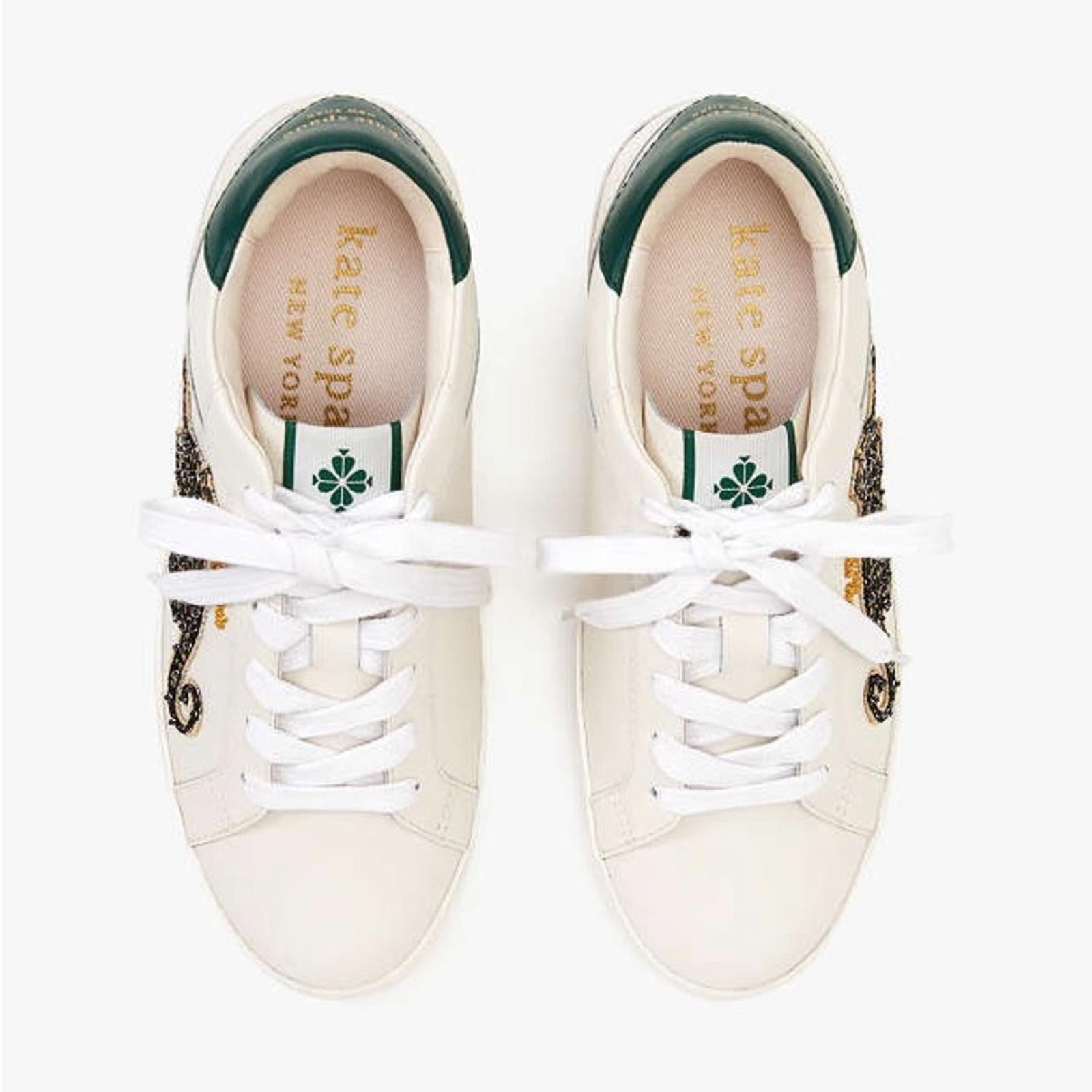 NEW Kate Spade Ace Leopard Lace-Up Low Top Sneakers w/Extra Shoe Lace, Size 11
