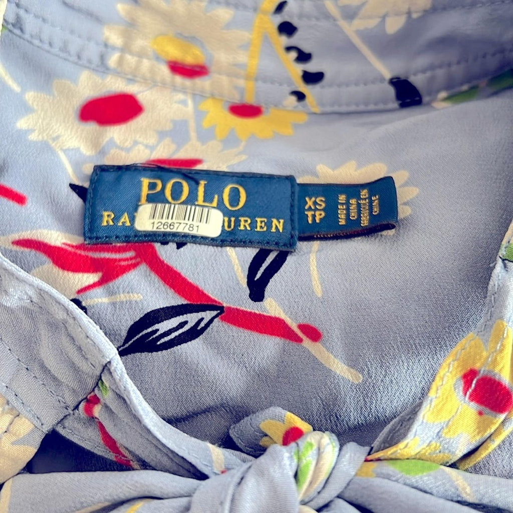 Polo Ralph Lauren Floral Neck Tie Blouse Size XS EXCELLENT!