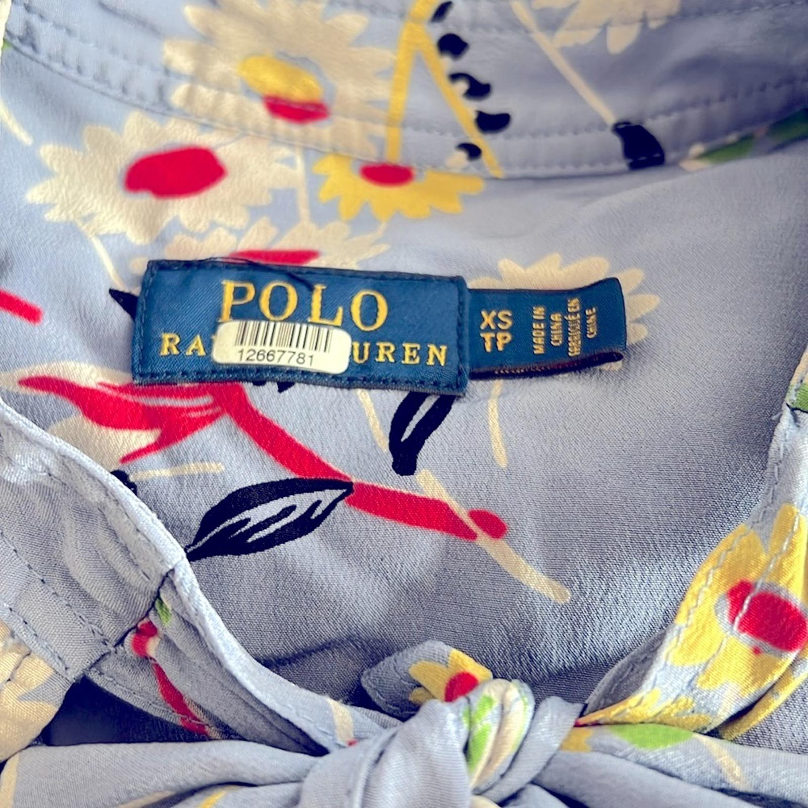 Polo Ralph Lauren Floral Neck Tie Blouse Size XS EXCELLENT!