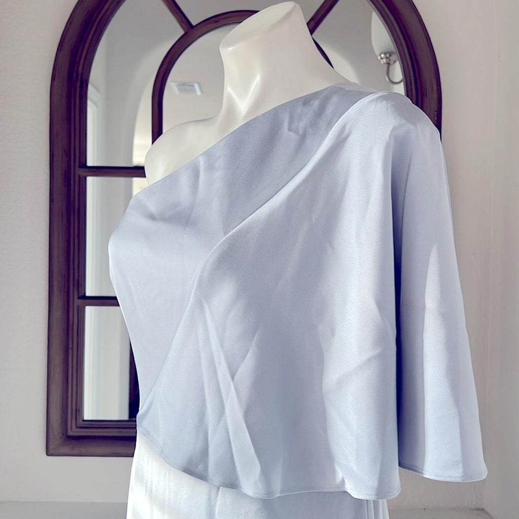 Aidan Mattox Draped One Shoulder Gown in Light Blue New w/Tag $365