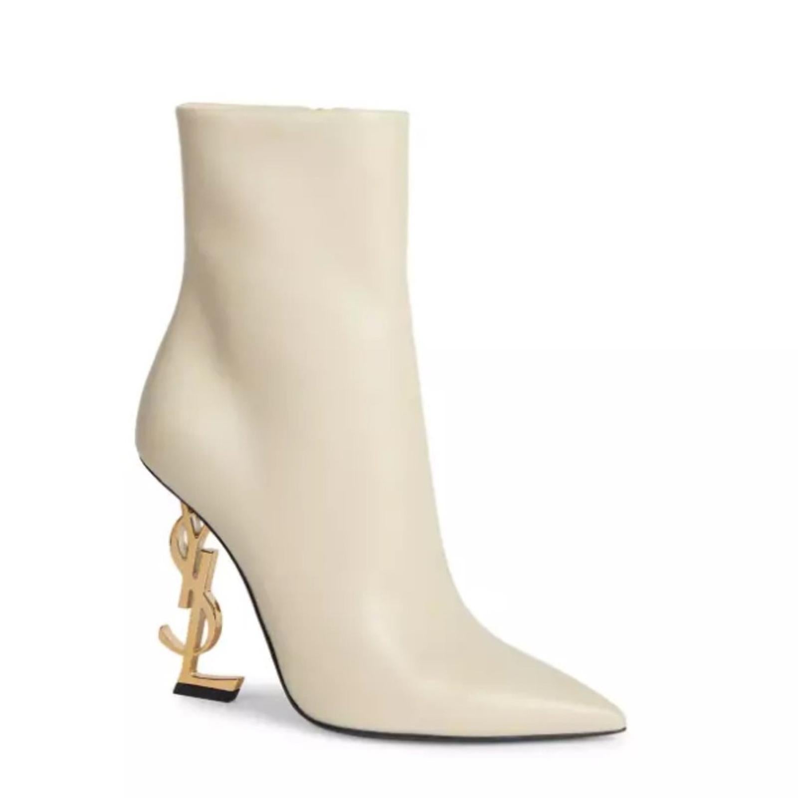 Saint Laurent 105mm Opyum Boots, Real Beige Light Bronze Size 35.5 New+Dust Bags