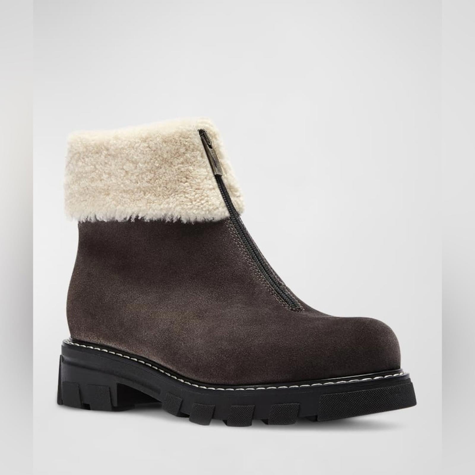 La Canadienne Abba Suede Shearling Waterproof, Brown Size 5M NEW Retail $585