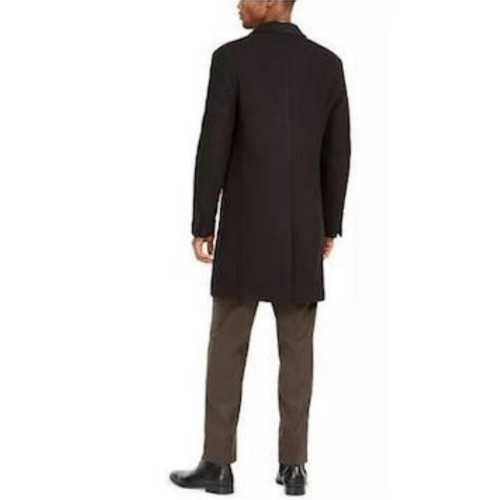 Calvin Klein Men’s Malibu Slim-Fit Charcoal Plaid Overcoat, Size 48 R NWT $495