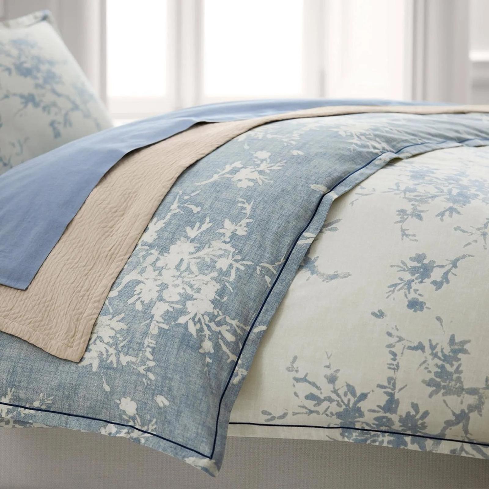 Lauren Ralph Lauren Eva Botanical 3-Pc Full/Queen Comforter Set, Cream/Blue