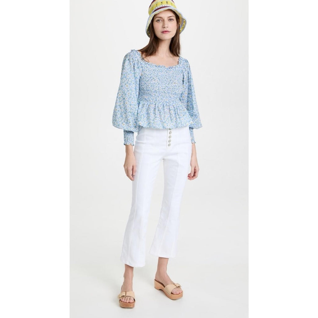 NEW Cinq à Sept Meryl Cropped Flare Leg Jeans in White, Size 12 New w/Tag