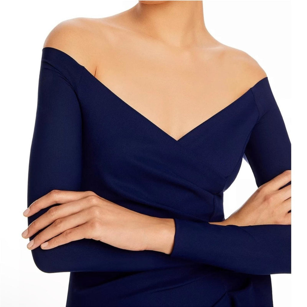 Chiara Boni La Petite Robe Silveria Off-the-Shoulder Dress in Navy, NWT, Size 6