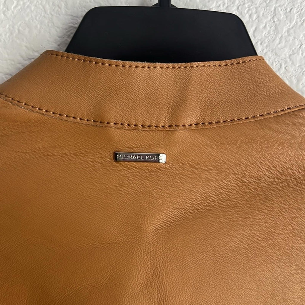 Michael Kors Men’s Nappa Leather Moto Jacket in Peanut/Tan, NWT, Size M $898