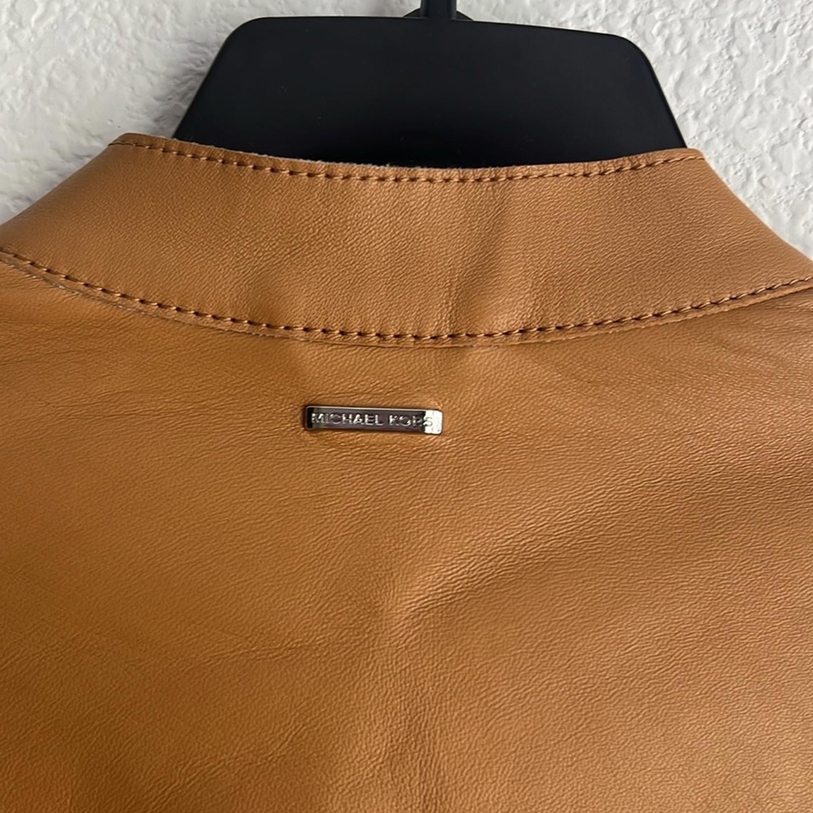 Michael Kors Men’s Nappa Leather Moto Jacket in Peanut/Tan, NWT, Size M $898