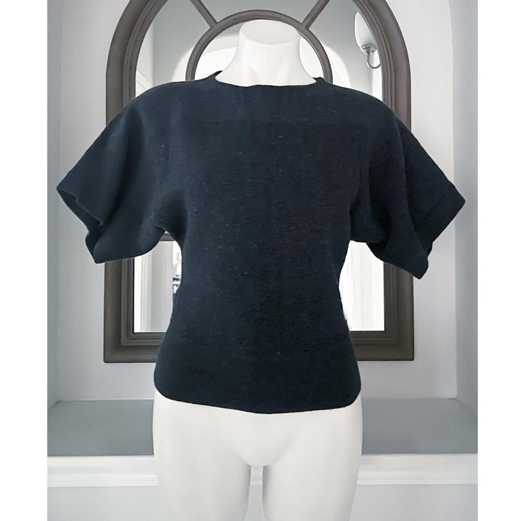 Trina Turk Merino Wool Knit Short Dolman Sleeve Sweater in Grey Size M EXCELLENT
