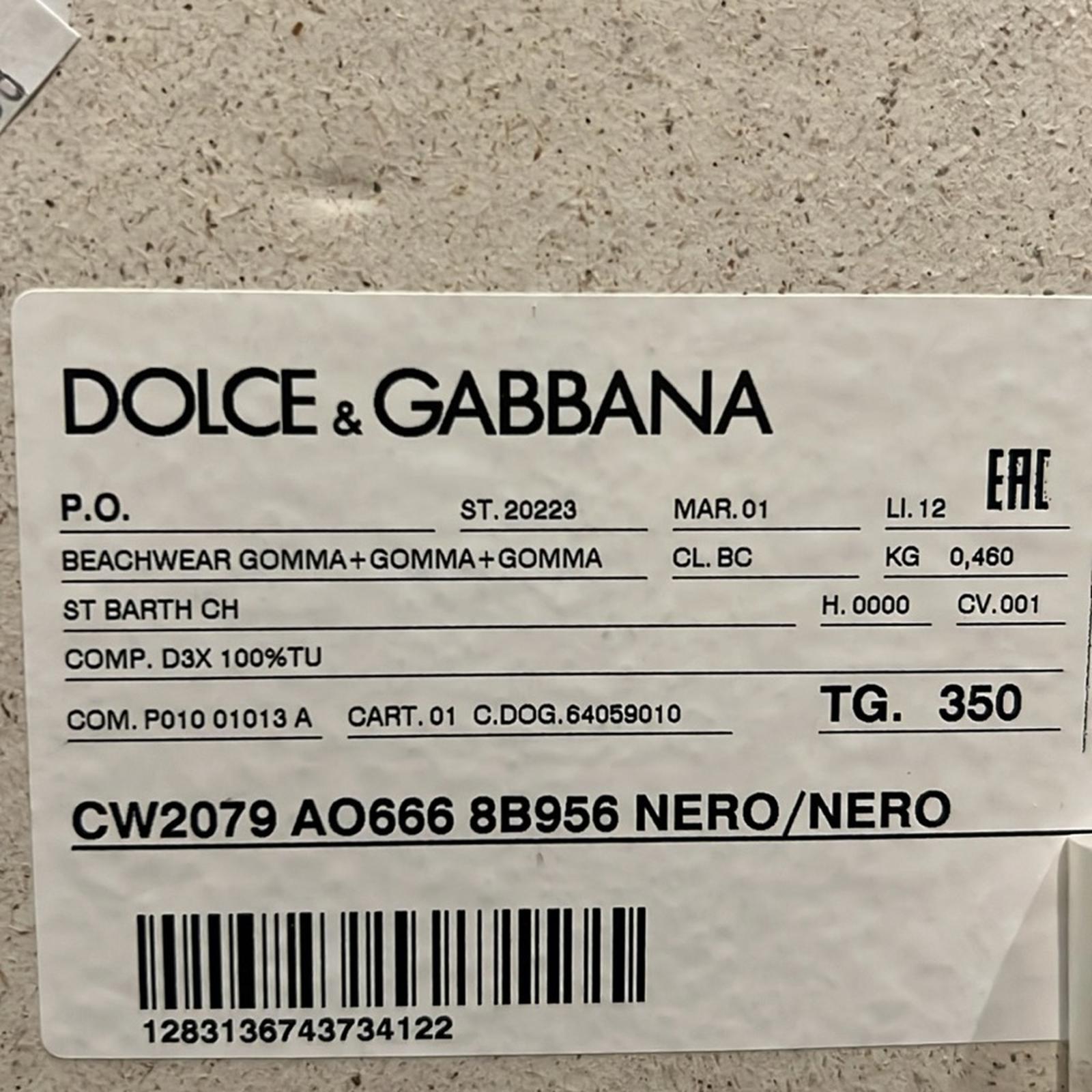 Dolce & Gabbana Rubber beachwear sliders with DG logo Size 35, New in Box