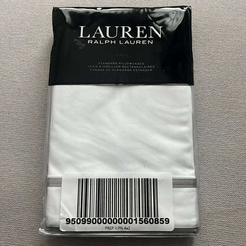 Lauren Ralph Spencer 300 Thread Count Sateen Border Pillowcase Pair NEW w/Tag