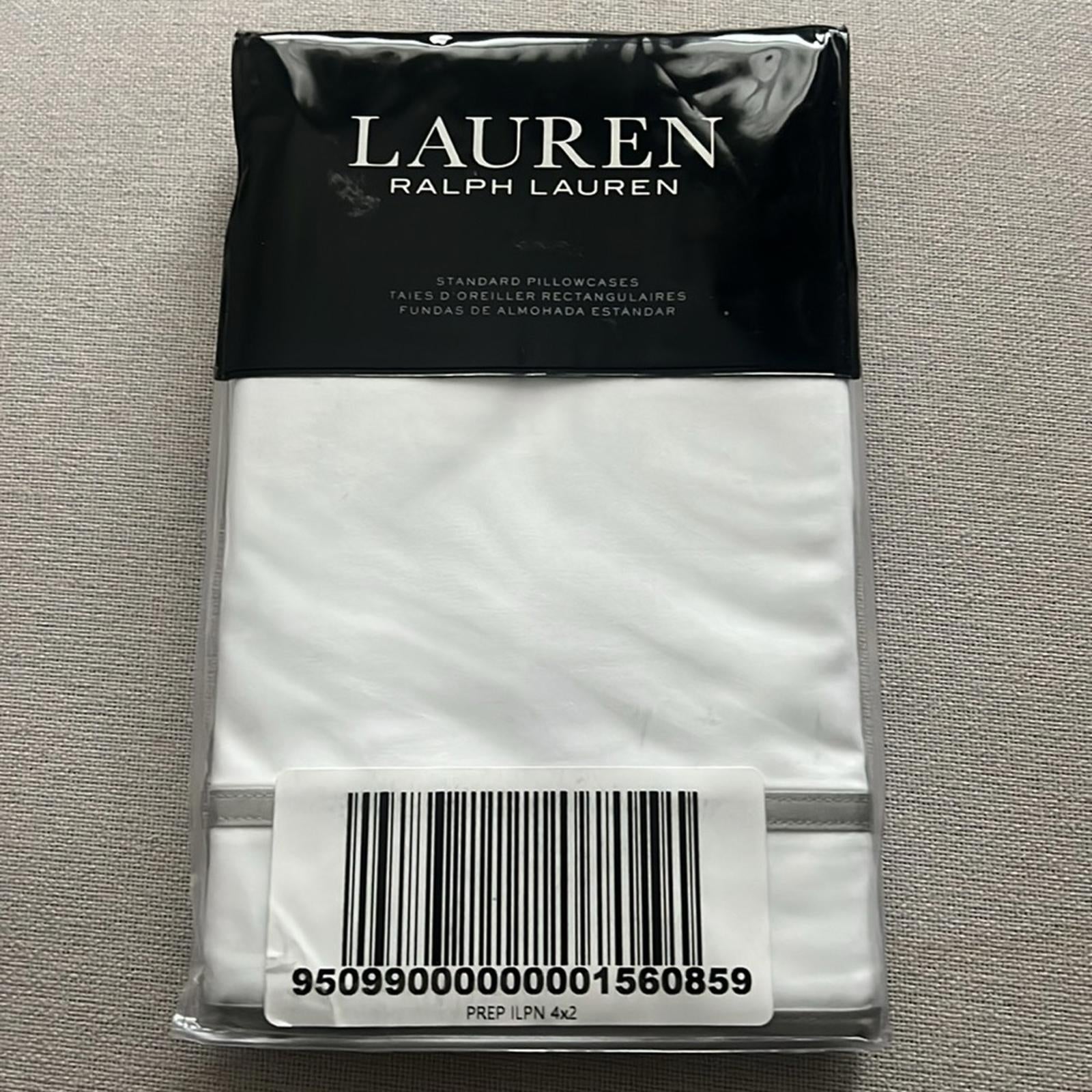 Lauren Ralph Spencer 300 Thread Count Sateen Border Pillowcase Pair NEW w/Tag