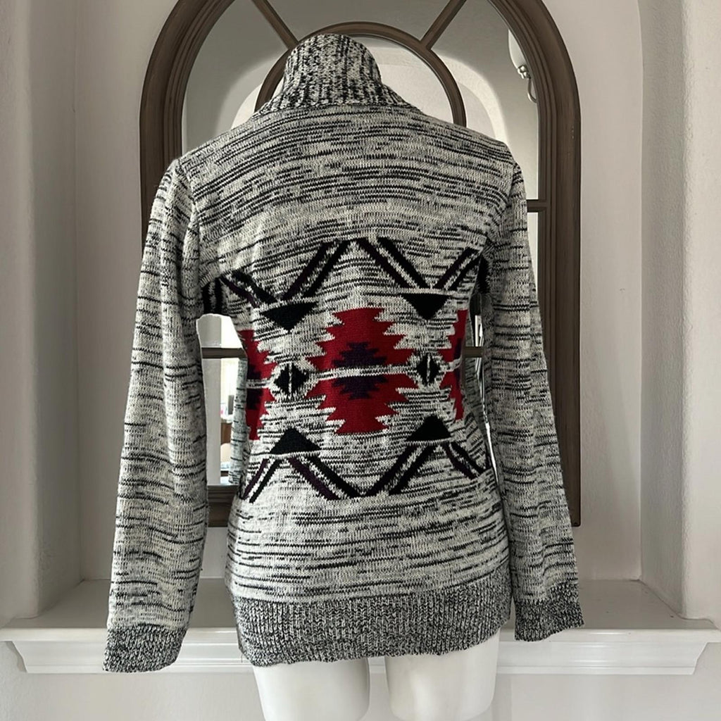 Lucca Couture Aztec Cardigan Front Button Size L EXCELLENT!