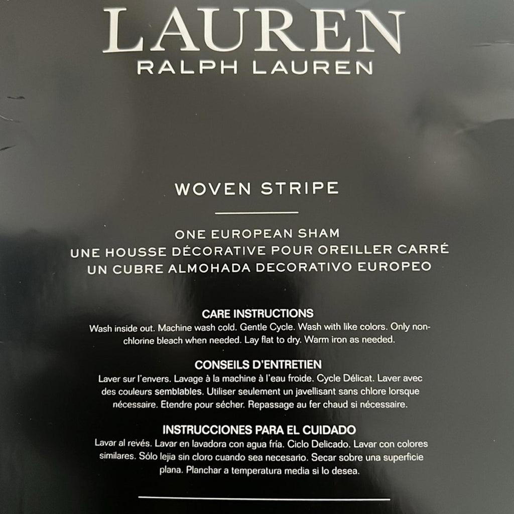 Ralph Lauren Eva Woven-Stripe Euro Sham in Dark Blue, New in Box, Retail $170
