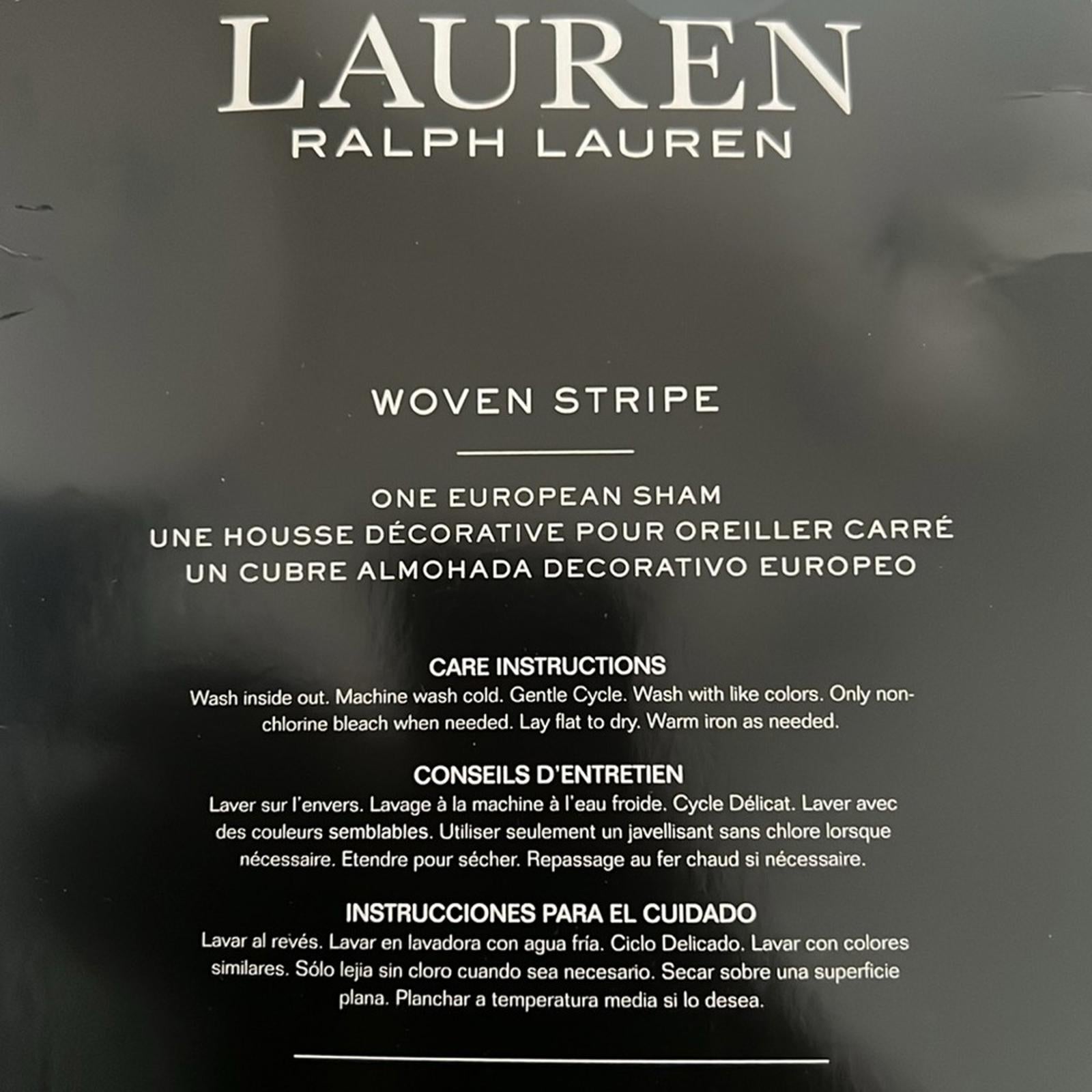 Ralph Lauren Eva Woven-Stripe Euro Sham in Dark Blue, New in Box, Retail $170
