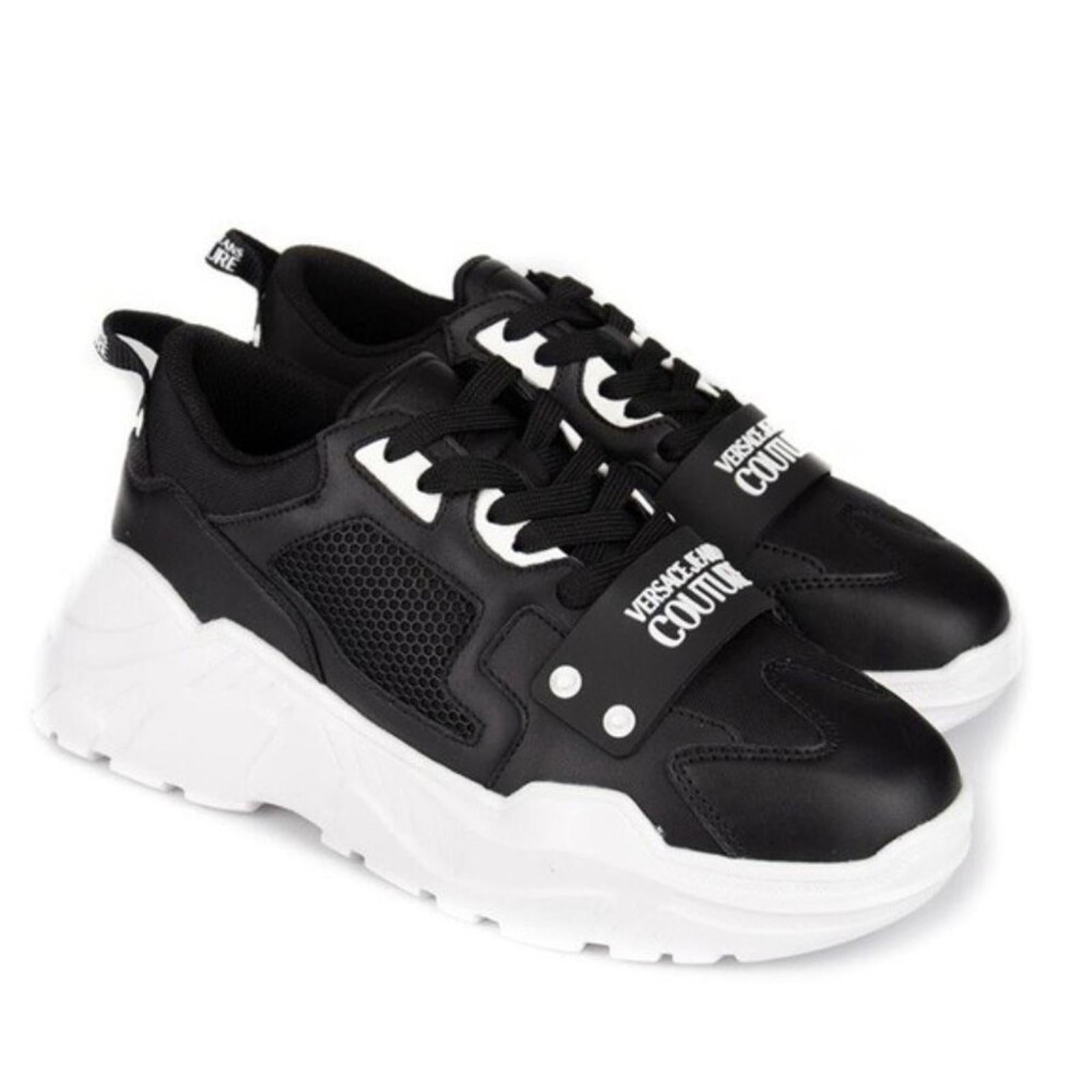 VERSACE Low-Top Chunky Sneakers in Black /White Size EU42 NEW w/Dust Bag