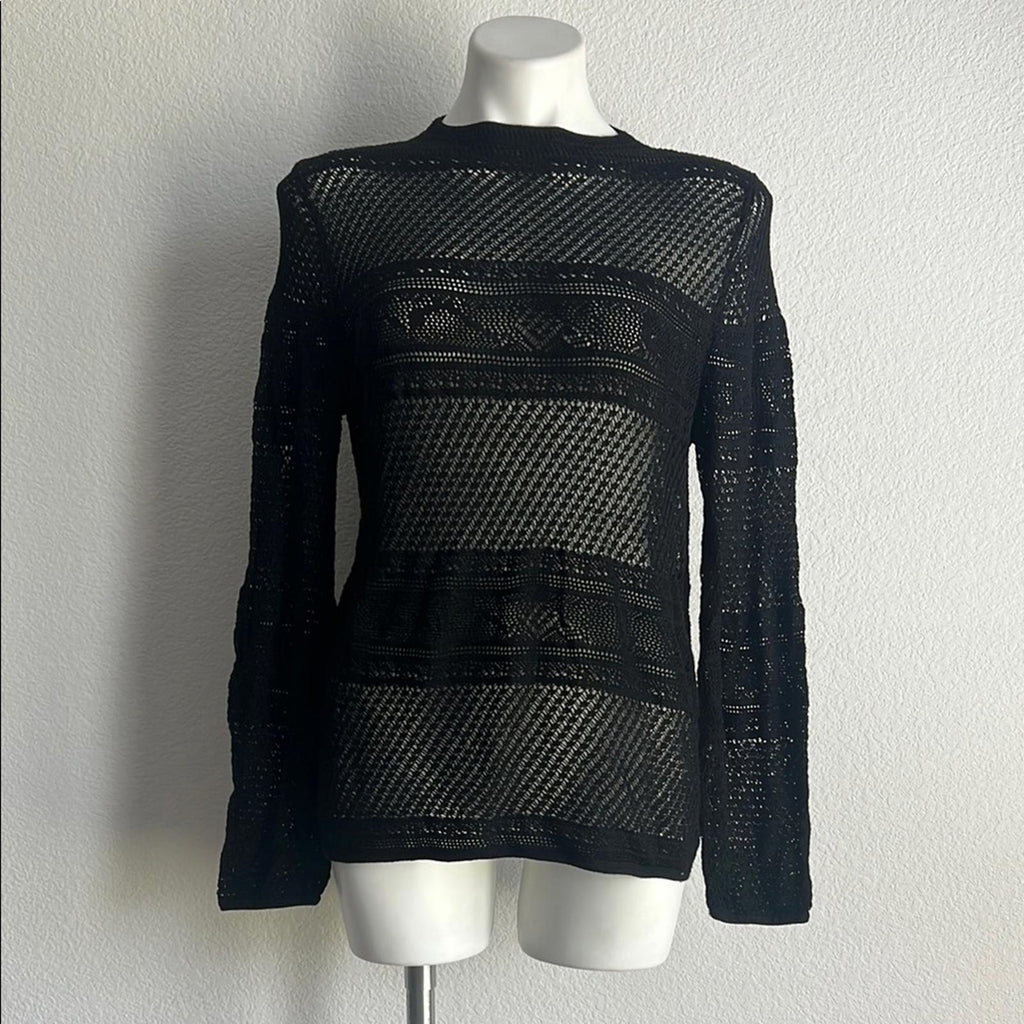 NEXT Black Knitted See-Through Sweater, EXCELLENT, UK Size 18