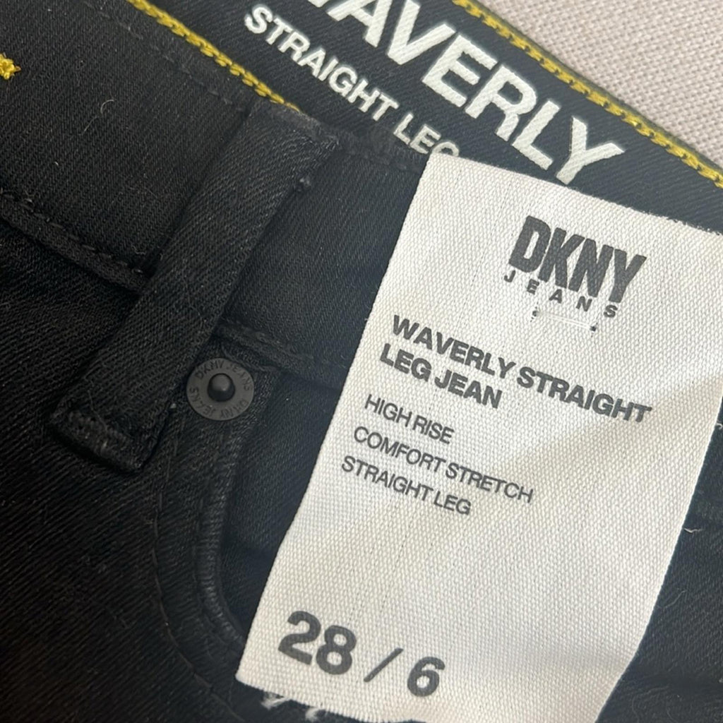 DKNY JEANS Waverly Straight-Leg Jeans, Rinse Black Size 28/6 New w/Tag